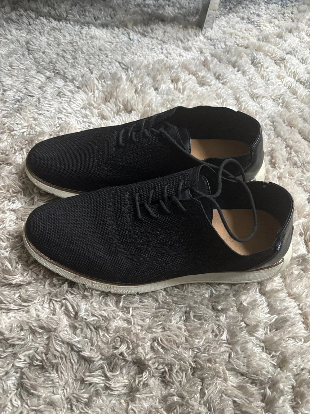 Nautica Men’s Black Knit Lace-Up Sneakers with White Sole